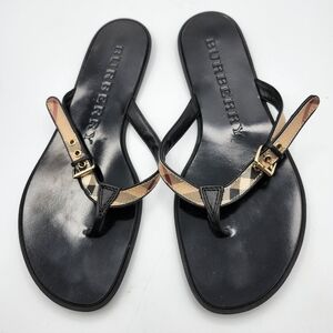 Burberry Black and Beige Women's Sandals Sz 8